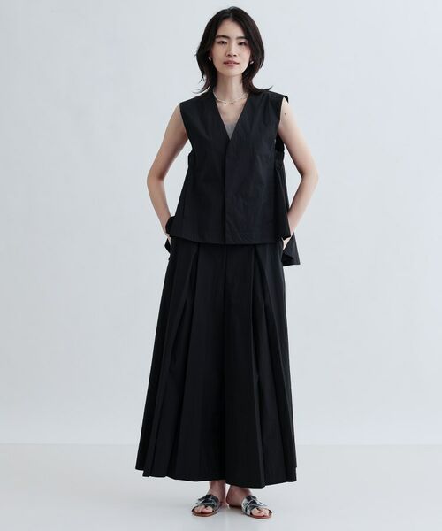 GALLEST / ギャレスト ショート・ハーフ・半端丈パンツ | 【セットアップ可能】ペーパーライクタックフレアパンツ | 詳細1