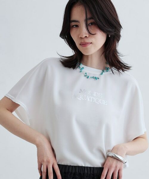 GALLEST/ギャレスト ジョーゼットロゴブラウスTシャツ ホワイト(001) 38(M) GALLEST/ギャレスト ジョーゼットロゴブラウスTシャツ ホワイト(001) 38(M)