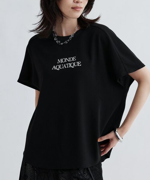 GALLEST/ギャレスト ジョーゼットロゴブラウスTシャツ ブラック(019) 38(M) GALLEST/ギャレスト ジョーゼットロゴブラウスTシャツ ブラック(019) 38(M)