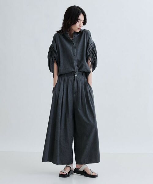 GALLEST / ギャレスト シャツ・ブラウス | 【セットアップ可能】シャーリングスリーブダンガリーシャツ | 詳細1