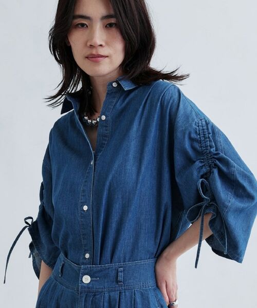 GALLEST / ギャレスト シャツ・ブラウス | 【セットアップ可能】シャーリングスリーブダンガリーシャツ | 詳細10