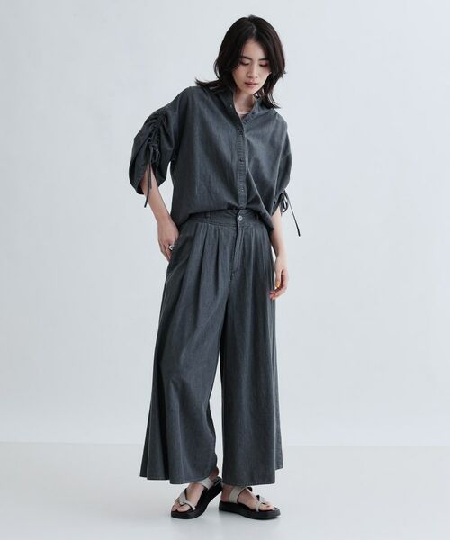 GALLEST / ギャレスト シャツ・ブラウス | 【セットアップ可能】シャーリングスリーブダンガリーシャツ | 詳細2