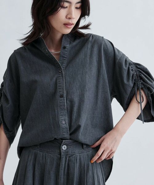 GALLEST / ギャレスト シャツ・ブラウス | 【セットアップ可能】シャーリングスリーブダンガリーシャツ | 詳細3