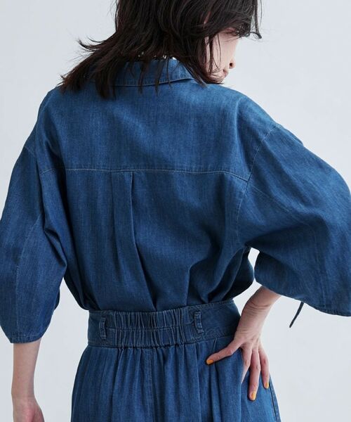 GALLEST / ギャレスト シャツ・ブラウス | 【セットアップ可能】シャーリングスリーブダンガリーシャツ | 詳細9