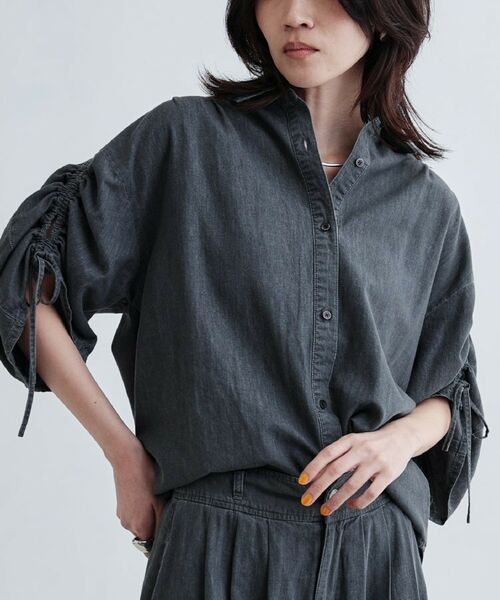 GALLEST/ギャレスト 【セットアップ可能】シャーリングスリーブダンガリーシャツ チャコールグレー(014) 38(M) GALLEST/ギャレスト 【セットアップ可能】シャーリングスリーブダンガリーシャツ チャコールグレー(014) 38(M)