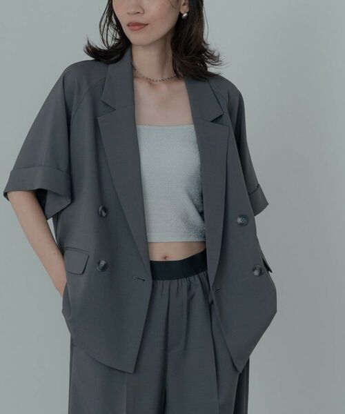 GALLEST / ギャレスト テーラードジャケット | 【セットアップ対応】イージーダブルブレスト半袖ジャケット | 詳細10