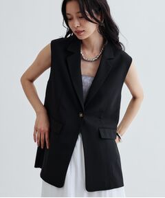 GALLEST / ギャレスト ベスト | 【セットアップ対応】リネンライクジレジャケット【カセット服/通勤・オフィス】