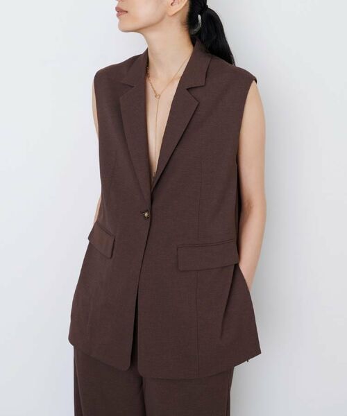 GALLEST / ギャレスト ベスト | 【セットアップ対応】リネンライクジレジャケット【カセット服/通勤・オフィス】 | 詳細12