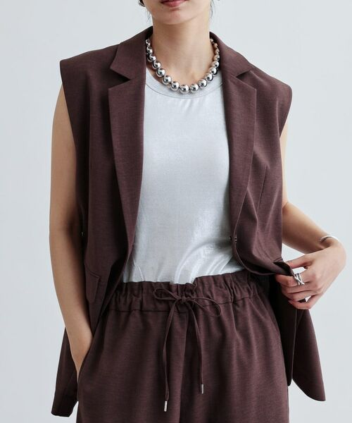 GALLEST / ギャレスト ベスト | 【セットアップ対応】リネンライクジレジャケット【カセット服/通勤・オフィス】 | 詳細13