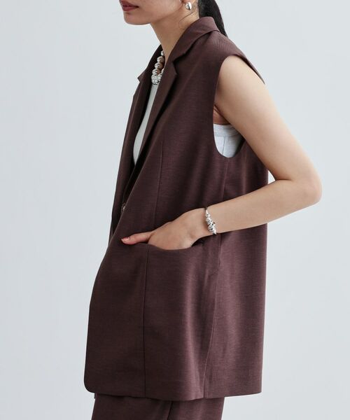 GALLEST / ギャレスト ベスト | 【セットアップ対応】リネンライクジレジャケット【カセット服/通勤・オフィス】 | 詳細14