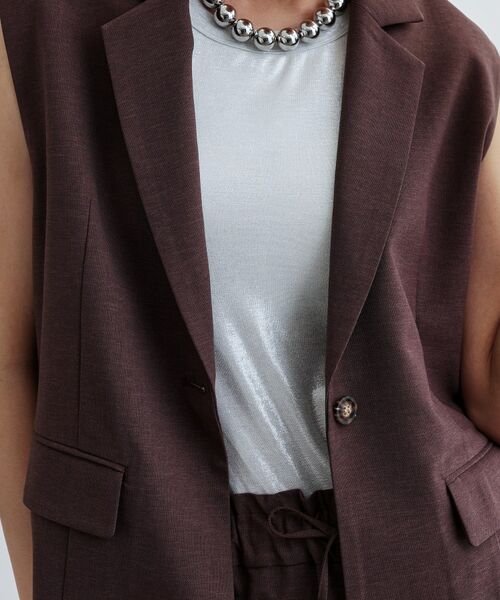 GALLEST / ギャレスト ベスト | 【セットアップ対応】リネンライクジレジャケット【カセット服/通勤・オフィス】 | 詳細17