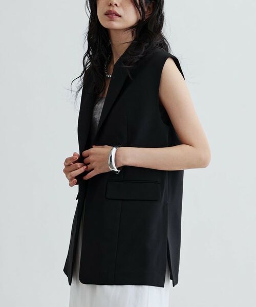 GALLEST / ギャレスト ベスト | 【セットアップ対応】リネンライクジレジャケット【カセット服/通勤・オフィス】 | 詳細2