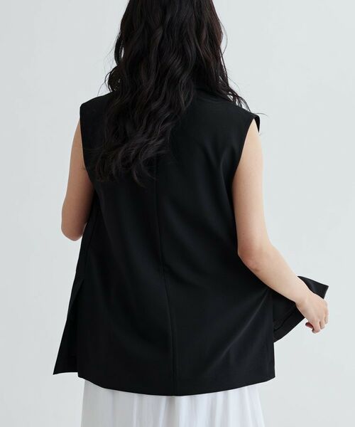 GALLEST / ギャレスト ベスト | 【セットアップ対応】リネンライクジレジャケット【カセット服/通勤・オフィス】 | 詳細3