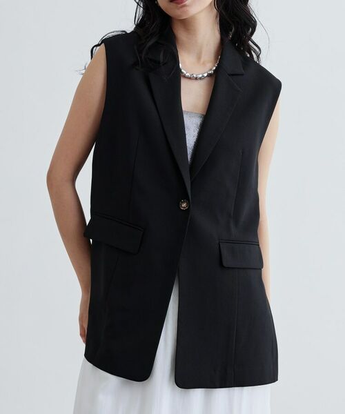 GALLEST / ギャレスト ベスト | 【セットアップ対応】リネンライクジレジャケット【カセット服/通勤・オフィス】 | 詳細4