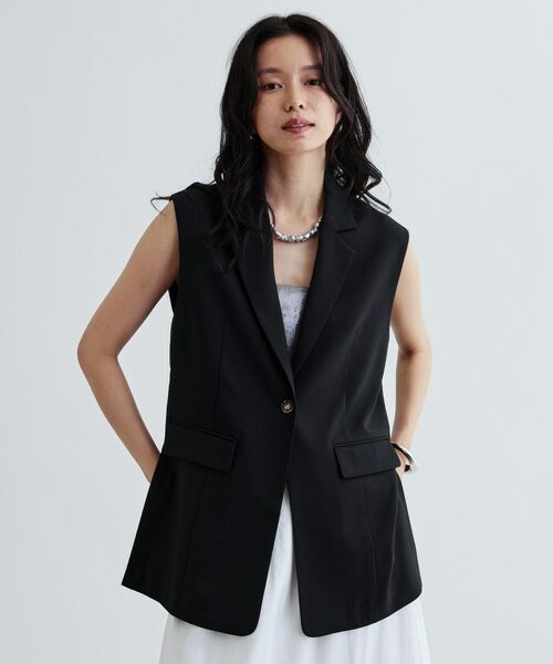 GALLEST / ギャレスト ベスト | 【セットアップ対応】リネンライクジレジャケット【カセット服/通勤・オフィス】 | 詳細5