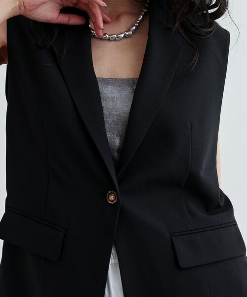 GALLEST / ギャレスト ベスト | 【セットアップ対応】リネンライクジレジャケット【カセット服/通勤・オフィス】 | 詳細6