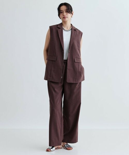 GALLEST / ギャレスト ベスト | 【セットアップ対応】リネンライクジレジャケット【カセット服/通勤・オフィス】 | 詳細8