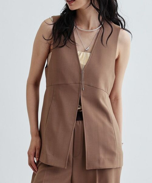 GALLEST / ギャレスト ベスト | 【セットアップ対応】イージーペプラムジレ(キャメルブラウン(041))