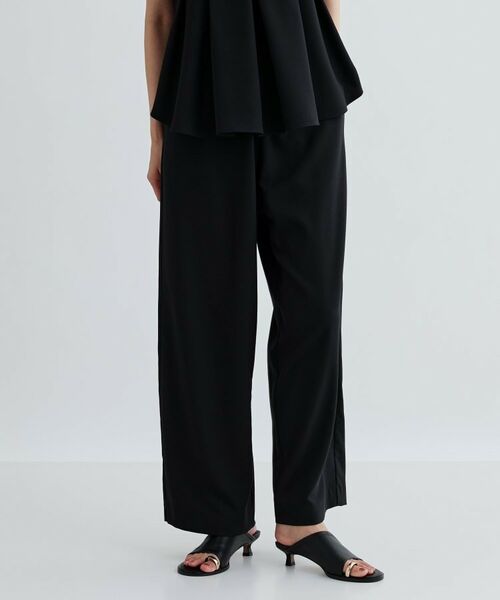 GALLEST / ギャレスト パンツ | 【セットアップ対応】リネンライクイージーパンツ【カセット服/通勤・オフィス】(ブラック(019))