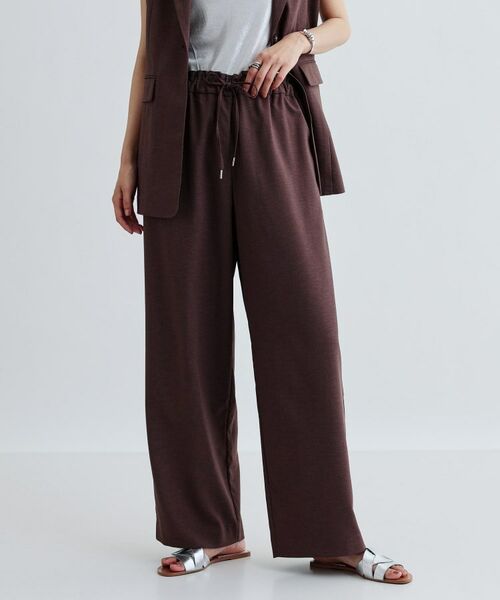 GALLEST / ギャレスト パンツ | 【セットアップ対応】リネンライクイージーパンツ【カセット服/通勤・オフィス】(ブラウン(044))