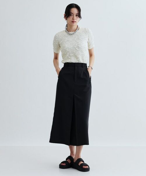 GALLEST / ギャレスト ロング・マキシ丈スカート | 【セットアップ対応】リネンライクボックスタックスカート【カセット服/通勤・オフィス】 | 詳細1