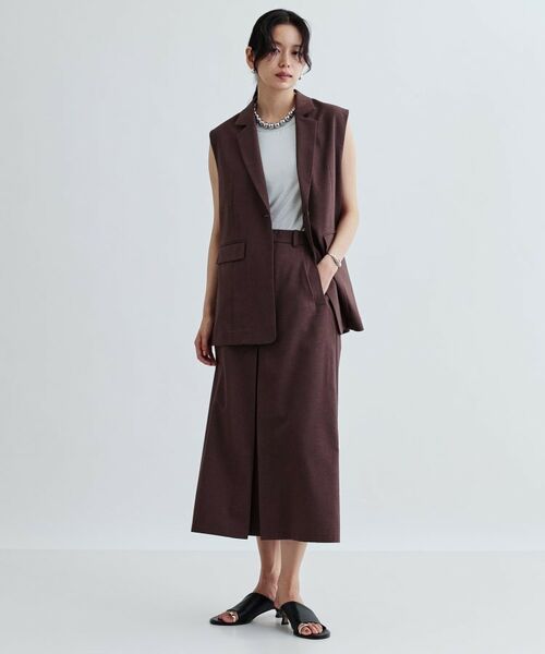 GALLEST / ギャレスト ロング・マキシ丈スカート | 【セットアップ対応】リネンライクボックスタックスカート【カセット服/通勤・オフィス】 | 詳細7