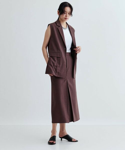 GALLEST / ギャレスト ロング・マキシ丈スカート | 【セットアップ対応】リネンライクボックスタックスカート【カセット服/通勤・オフィス】 | 詳細8