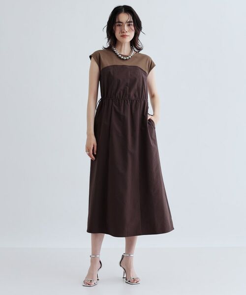 GALLEST / ギャレスト ロング・マキシ丈ワンピース | ストライプサッカービスチェワンピース(ブラウン(044))