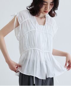 GALLEST / ギャレスト シャツ・ブラウス | ギャザースリーブレスブラウス