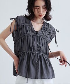 GALLEST / ギャレスト シャツ・ブラウス | ギャザースリーブレスブラウス