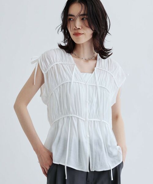 GALLEST / ギャレスト シャツ・ブラウス | ギャザースリーブレスブラウス | 詳細10