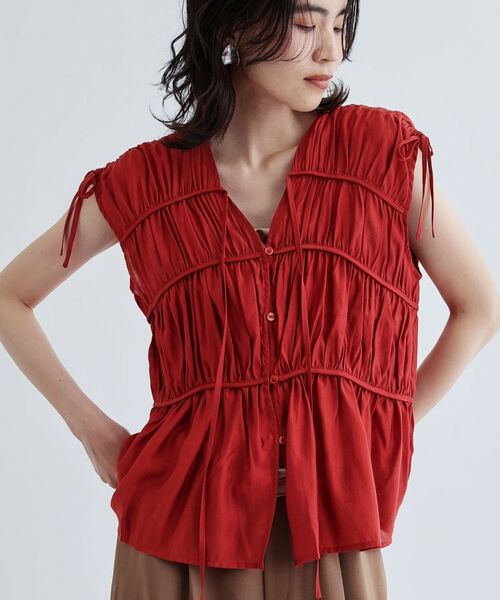 GALLEST / ギャレスト シャツ・ブラウス | ギャザースリーブレスブラウス | 詳細14