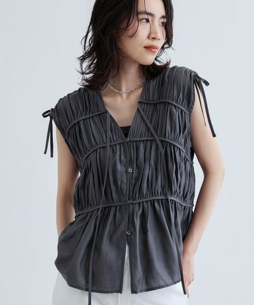 GALLEST / ギャレスト シャツ・ブラウス | ギャザースリーブレスブラウス | 詳細2