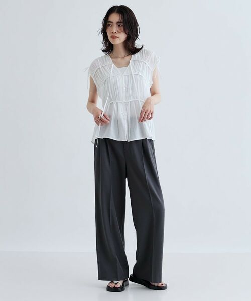 GALLEST / ギャレスト シャツ・ブラウス | ギャザースリーブレスブラウス | 詳細8