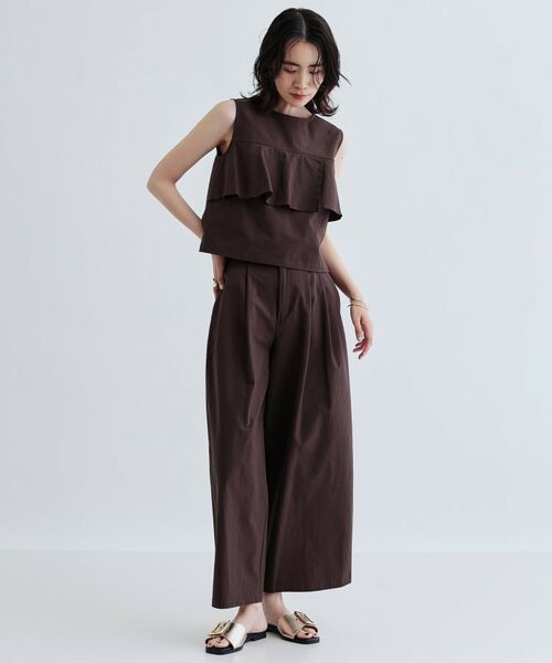 GALLEST / ギャレスト シャツ・ブラウス | 【セットアップ可能】ストライプサッカーフリルブラウス【洗える/カセット服】 | 詳細1