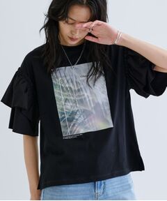 GALLEST / ギャレスト カットソー | フリルスリーブプリントカットソー