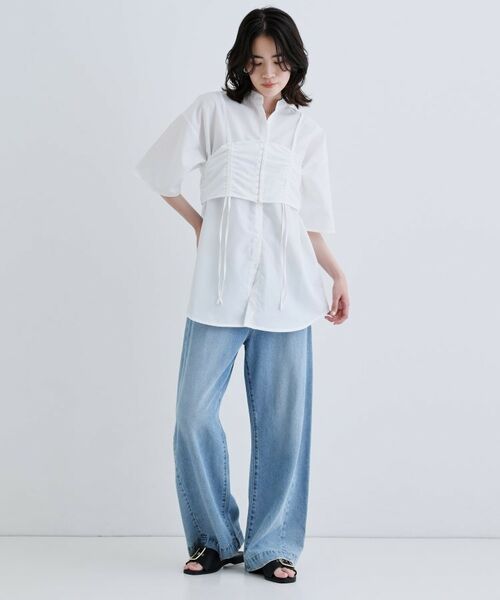 GALLEST / ギャレスト シャツ・ブラウス | 【一部店舗限定】ベアトップ付き半袖ワイドシャツ | 詳細1