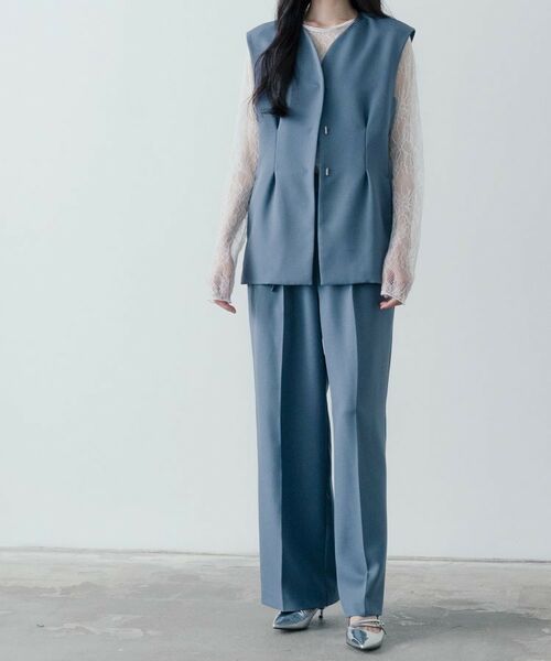 GALLEST / ギャレスト ノーカラージャケット | 【セットアップ対応】ウーステッドライクジレジャケット | 詳細1