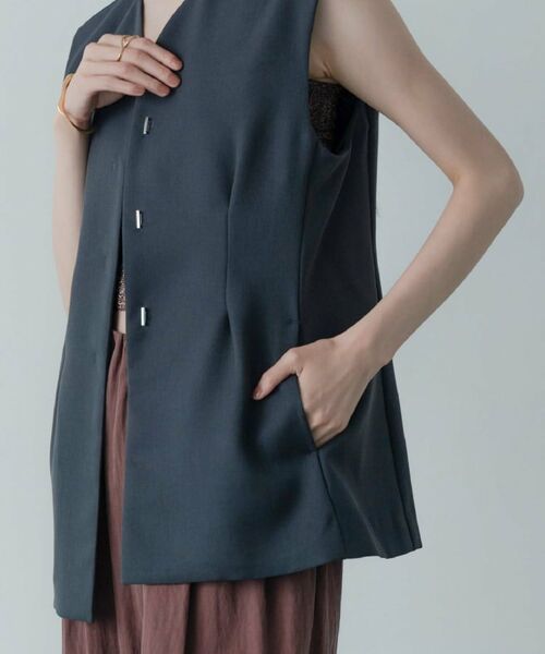 GALLEST / ギャレスト ノーカラージャケット | 【セットアップ対応】ウーステッドライクジレジャケット | 詳細12