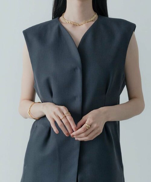 GALLEST / ギャレスト ノーカラージャケット | 【セットアップ対応】ウーステッドライクジレジャケット | 詳細17