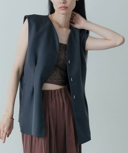 GALLEST / ギャレスト ノーカラージャケット | 【セットアップ対応】ウーステッドライクジレジャケット | 詳細18