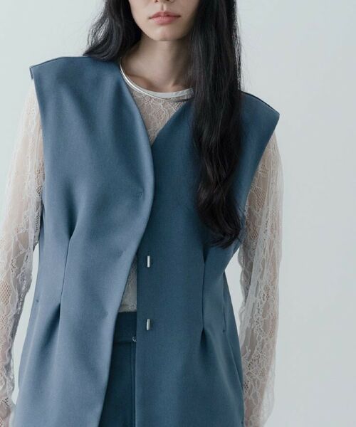 GALLEST / ギャレスト ノーカラージャケット | 【セットアップ対応】ウーステッドライクジレジャケット | 詳細5