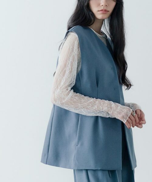 GALLEST / ギャレスト ノーカラージャケット | 【セットアップ対応】ウーステッドライクジレジャケット | 詳細6