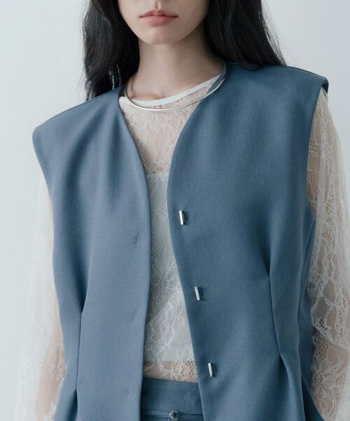 GALLEST / ギャレスト ノーカラージャケット | 【セットアップ対応】ウーステッドライクジレジャケット | 詳細8