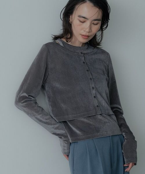 GALLEST / ギャレスト その他トップス | チュールベロアアンサンブル（チャコールグレー(013)）