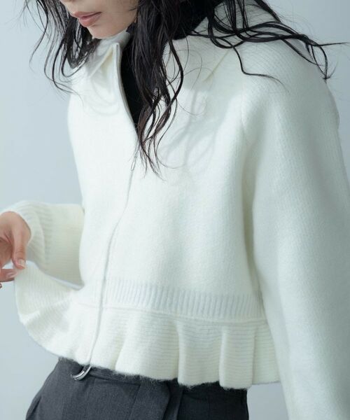 GALLEST / ギャレスト カーディガン・ボレロ | フリルヘムジップカーディガン（オフホワイト(003)）