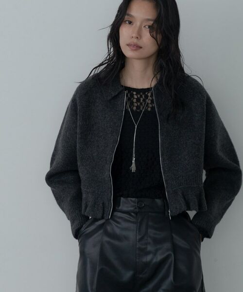GALLEST / ギャレスト カーディガン・ボレロ | フリルヘムジップカーディガン（チャコールグレー(014)）