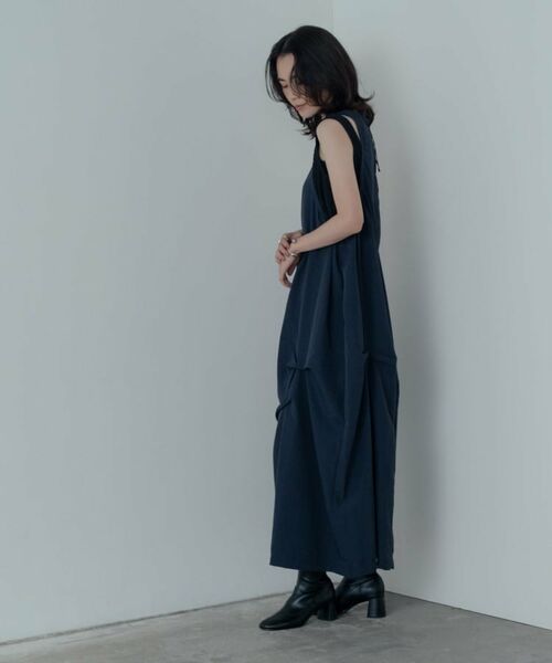 GALLEST / ギャレスト ロング・マキシ丈ワンピース | イレギュラータックナイロンワンピース | 詳細1