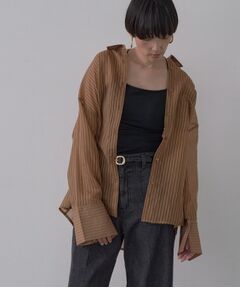 GALLEST / ギャレスト シャツ・ブラウス | ワイドカフスシアーストライプシャツ/秋服/シアーシャツ