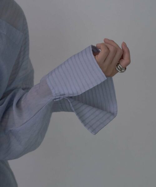 GALLEST / ギャレスト シャツ・ブラウス | ワイドカフスシアーストライプシャツ/秋服/シアーシャツ | 詳細15